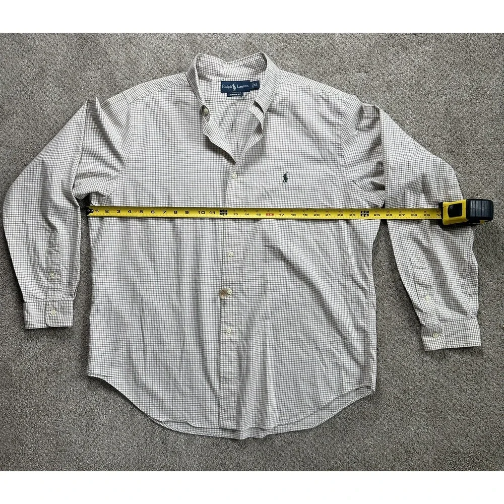 Polo‎ Ralph Lauren Men's Beige Multicolor Check Button Up Men Size XL